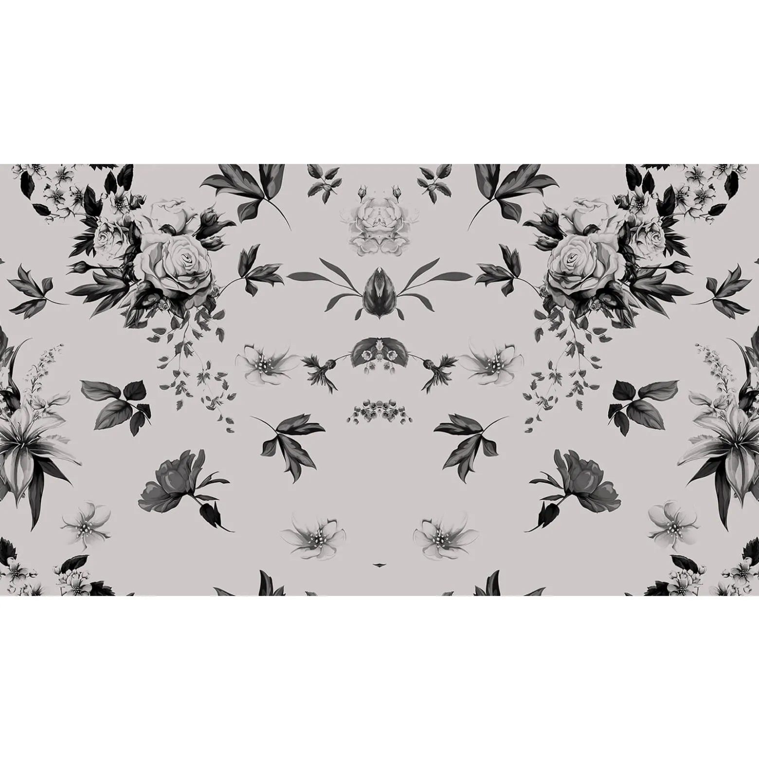 Fototapete Vlies Blüten Rosen grau schwarz Premium