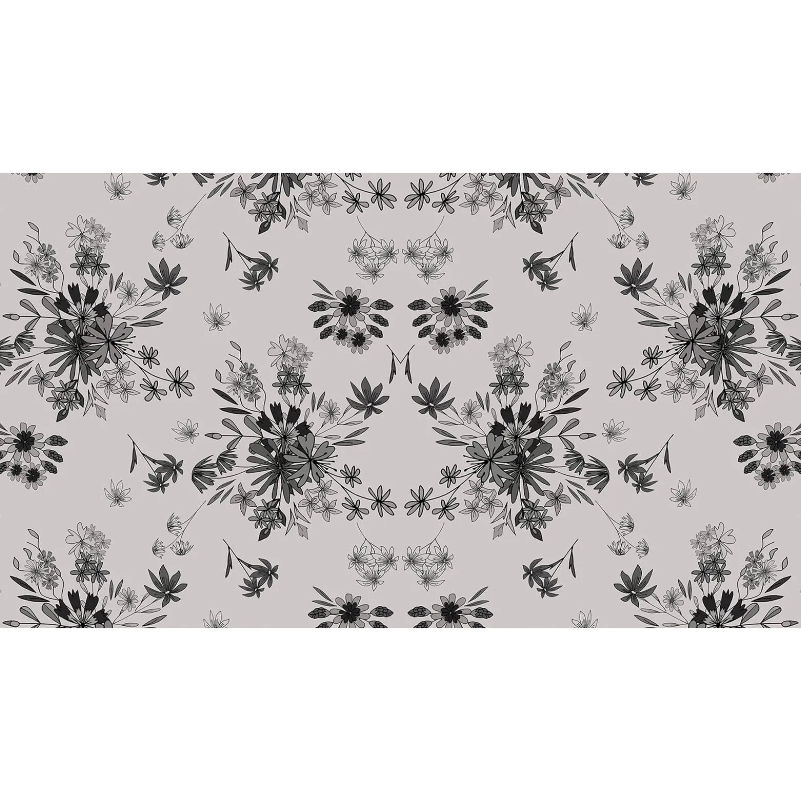 Fototapete Vlies Blätter Blumen grau schwarz Premium
