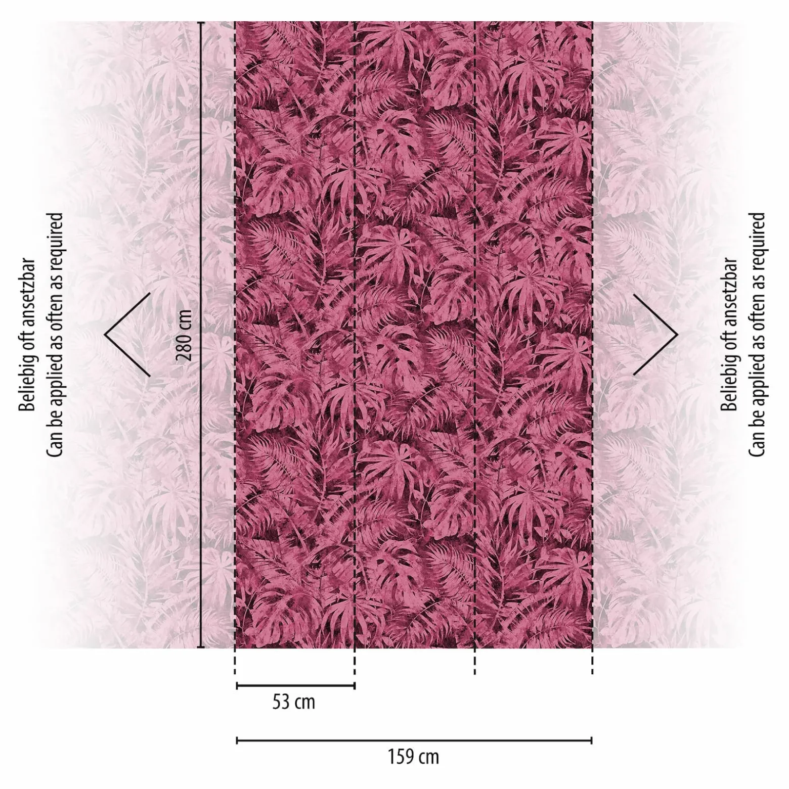 Fototapete Vlies Blätter Dschungel Vintage Pink Rosa 79145-8