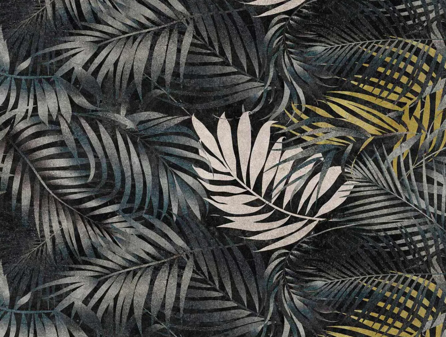 Fototapete Vlies Blätter Farn Floral grau blau 38238-1