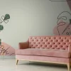 Fototapete Vlies Blätter gemalt rosa braun grün