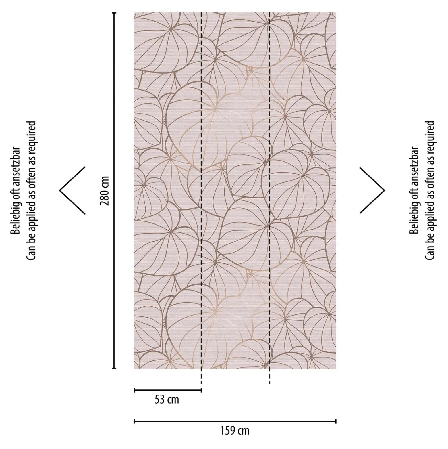 Fototapete Vlies Blätter Grafik Floral rosa gold 38280-1