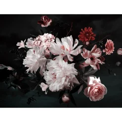 Fototapete Vlies Blumen Blüten Floral weiß rot schwarz