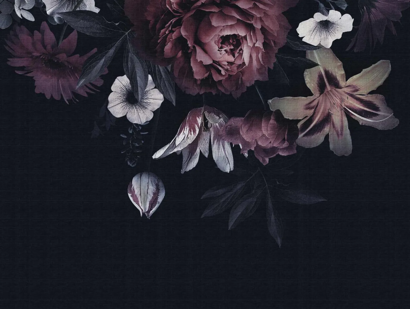 Fototapete Vlies Blumen Blüten Floral schwarz 38279-1