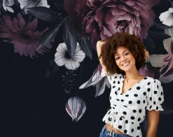 Fototapete Vlies Blumen Blüten Floral schwarz 38279-1