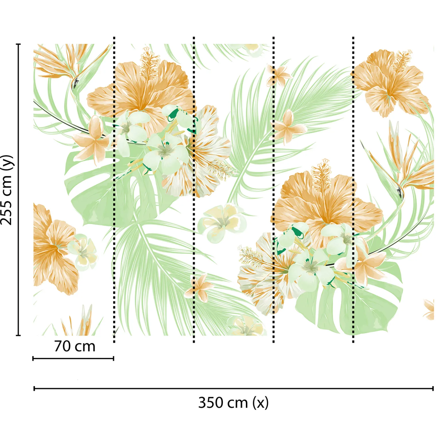 Fototapete Vlies Blumen Blätter Tropisch weiß grün braun