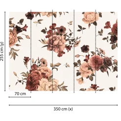 Fototapete Vlies Blumen Bouquet weiß rot creme
