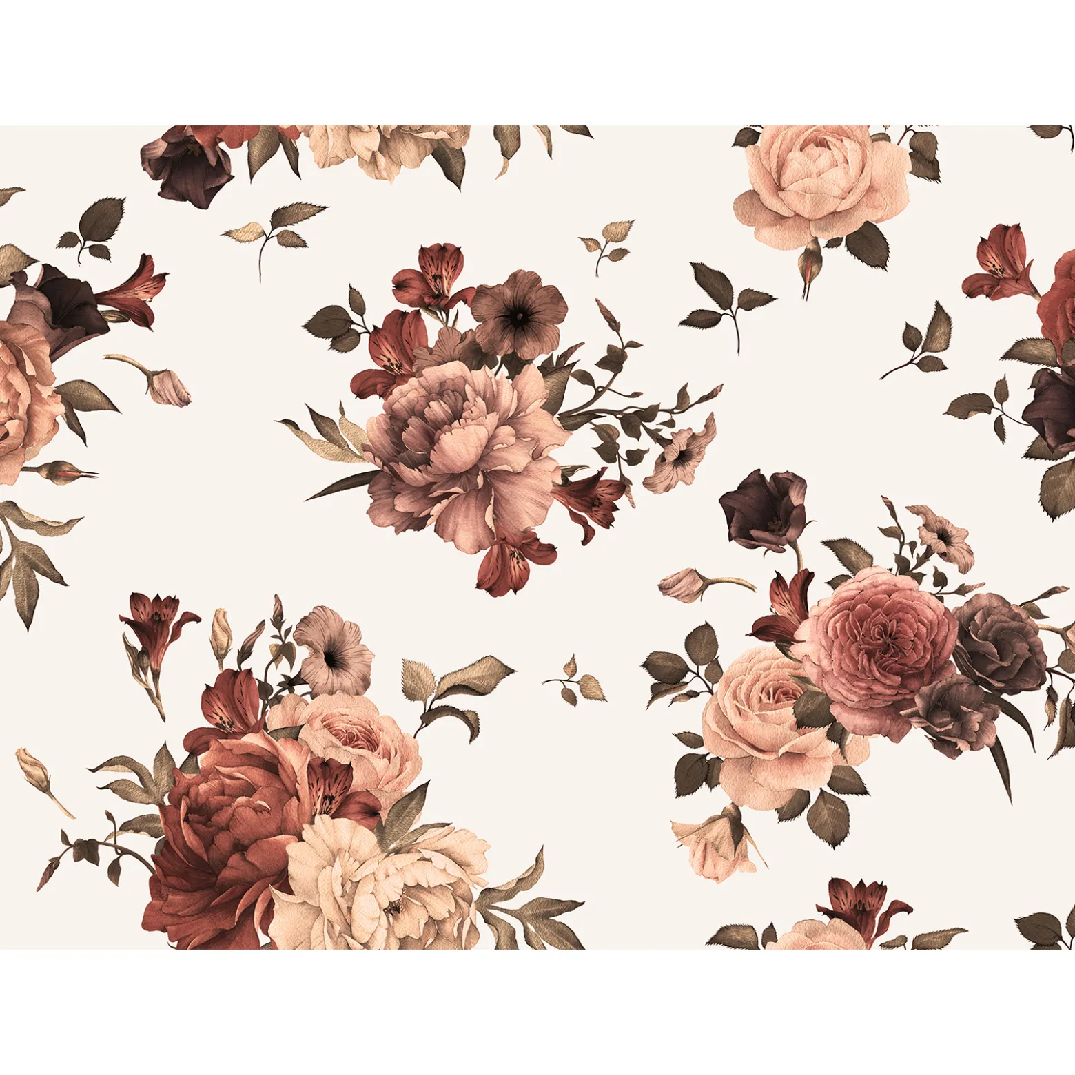 Fototapete Vlies Blumen Bouquet weiß rot creme