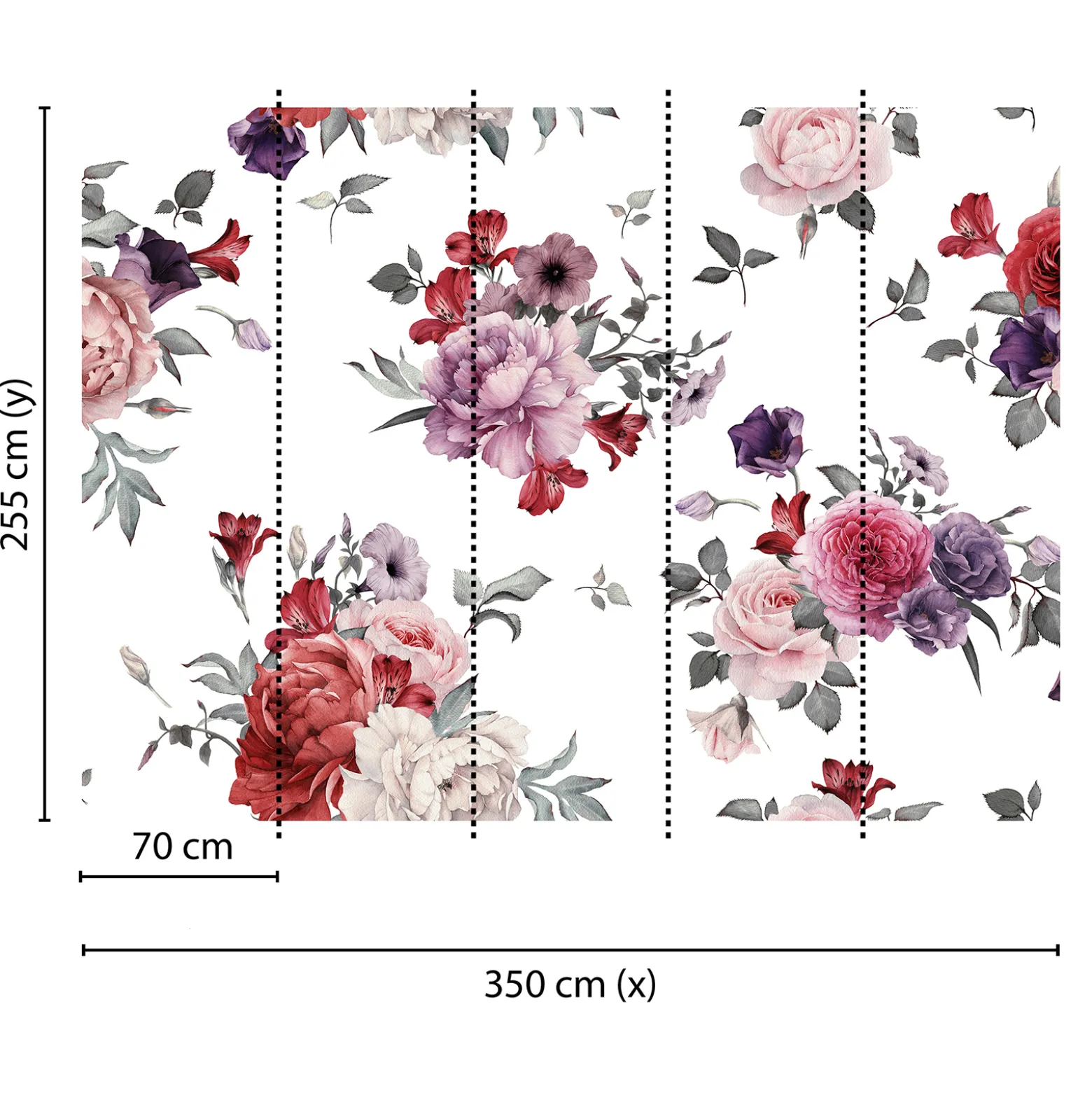Fototapete Vlies Blumen Bouquet weiß rosa lila