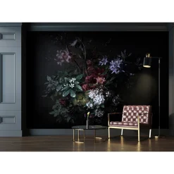 Fototapete Vlies Blumen Floral schwarz grün Premium