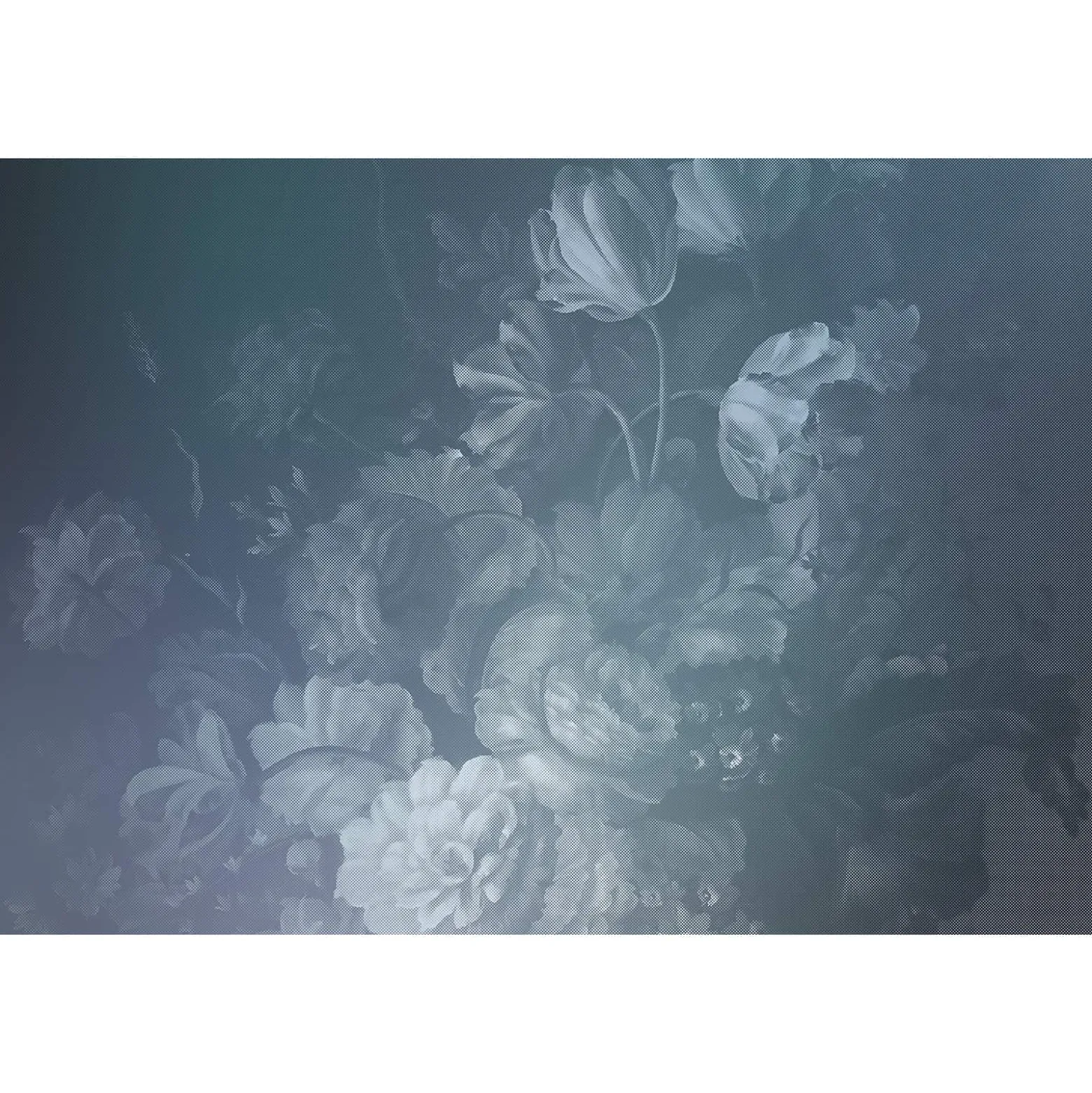 Fototapete Vlies Blumen Floral Kariert blau Premium