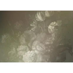 Fototapete Vlies Blumen Floral Kariert taupe Premium