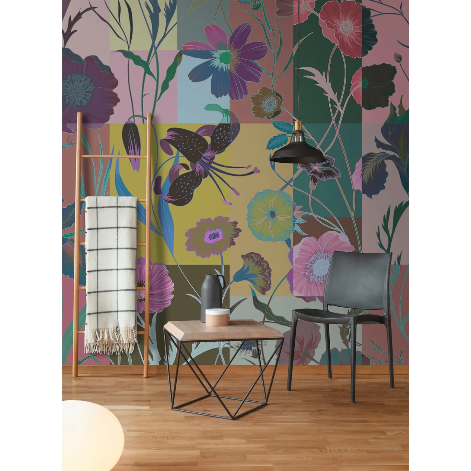 Fototapete Vlies Blumen gelb grün rosa Premium