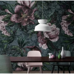 Fototapete Vlies Blumen Kreuze grün violett Premium
