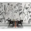 Fototapete Vlies Blumen Kräuter grau schwarz Premium