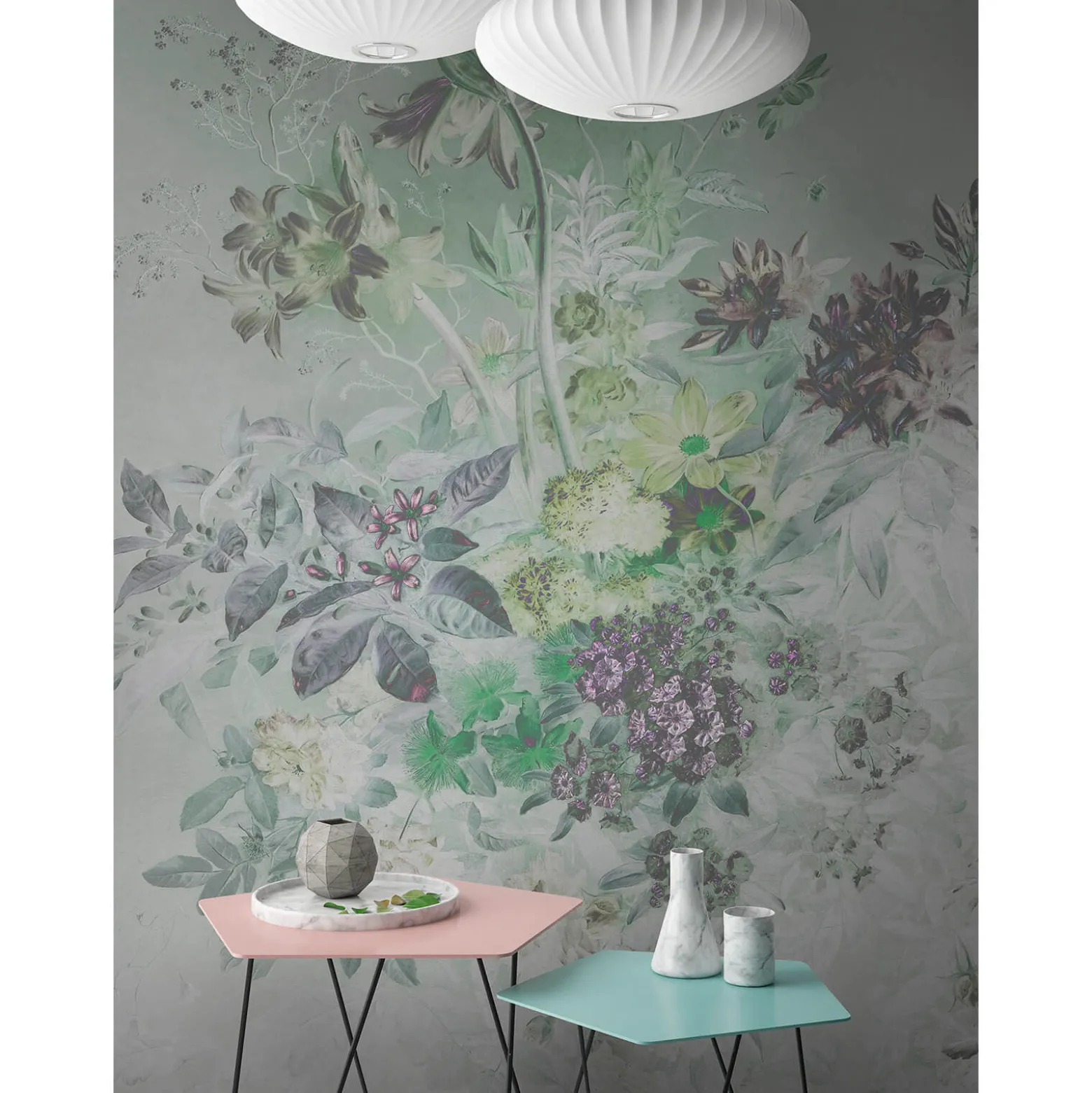 Fototapete Vlies Blumen pastell beige grün Premium