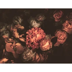 Fototapete Vlies Blumen Rosen Floral rosa schwarz