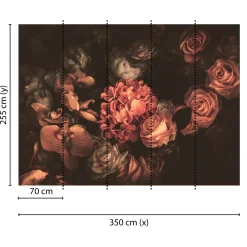 Fototapete Vlies Blumen Rosen Floral rosa schwarz
