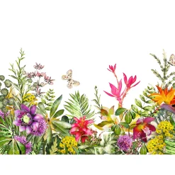 Fototapete Vlies Blumen Schmetterling Floral grün bunt
