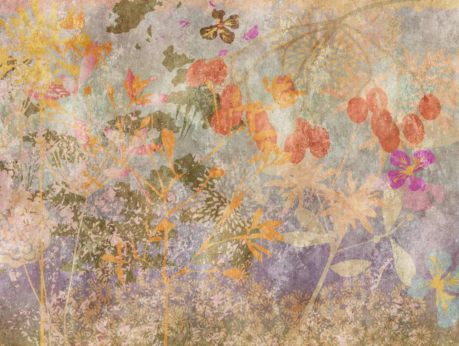 Fototapete Vlies Blumen Vintage Kunst grau 38264-1