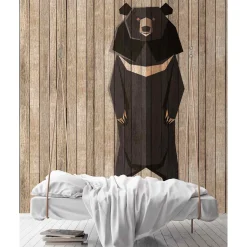 Fototapete Vlies Bär Holz-Paneele braun Premium