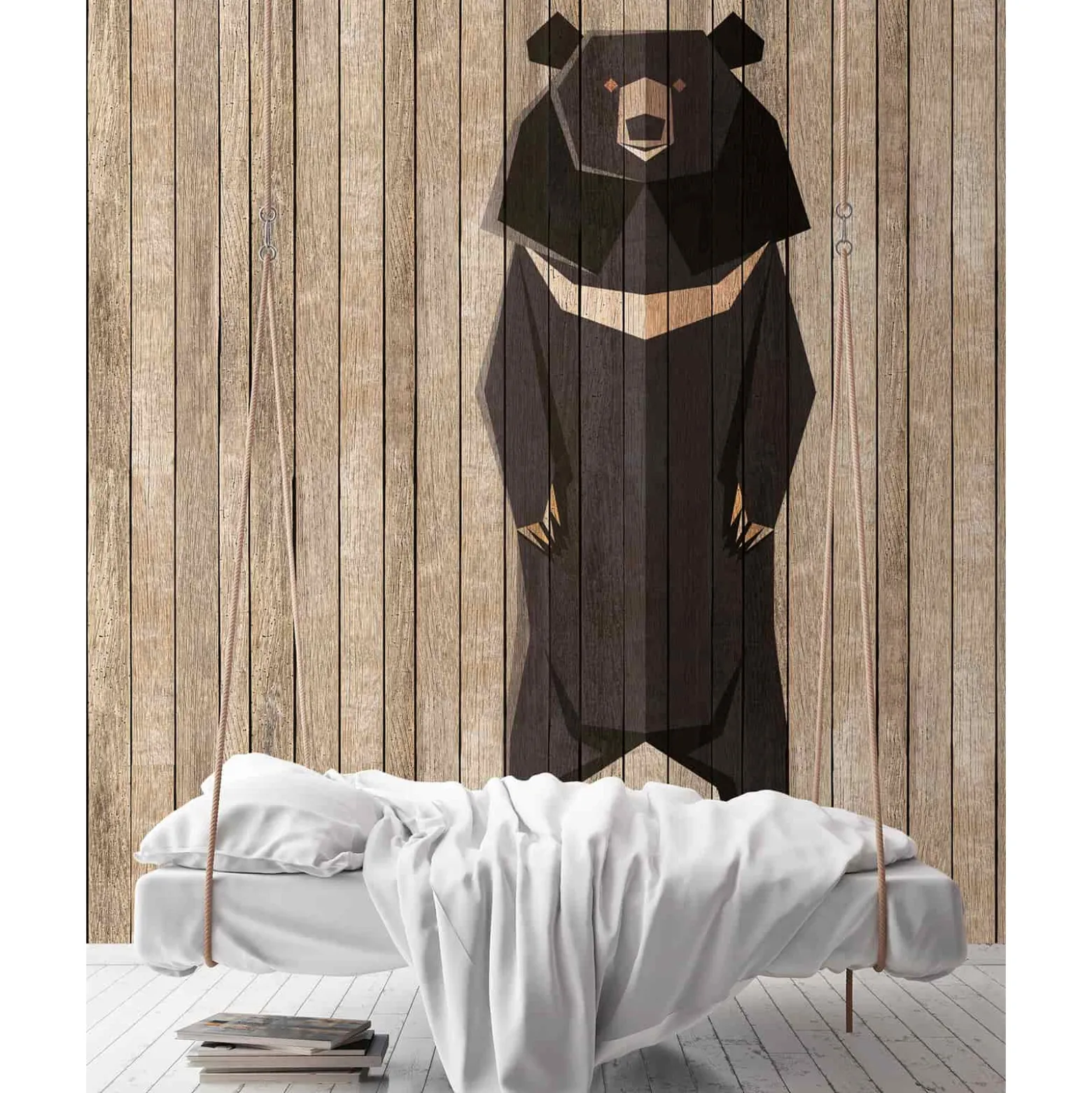 Fototapete Vlies Bär Holz-Paneele braun Premium