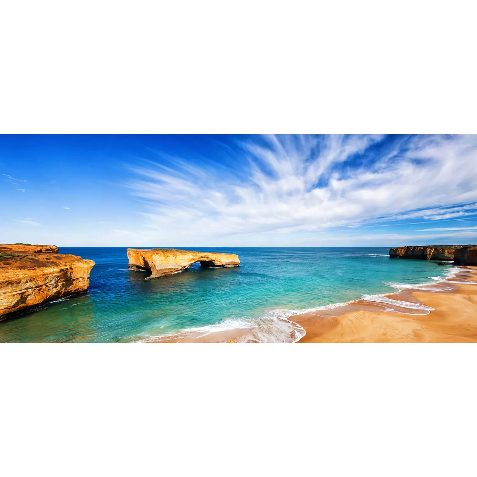 Fototapete Vlies Bucht Meer Strand blau braun