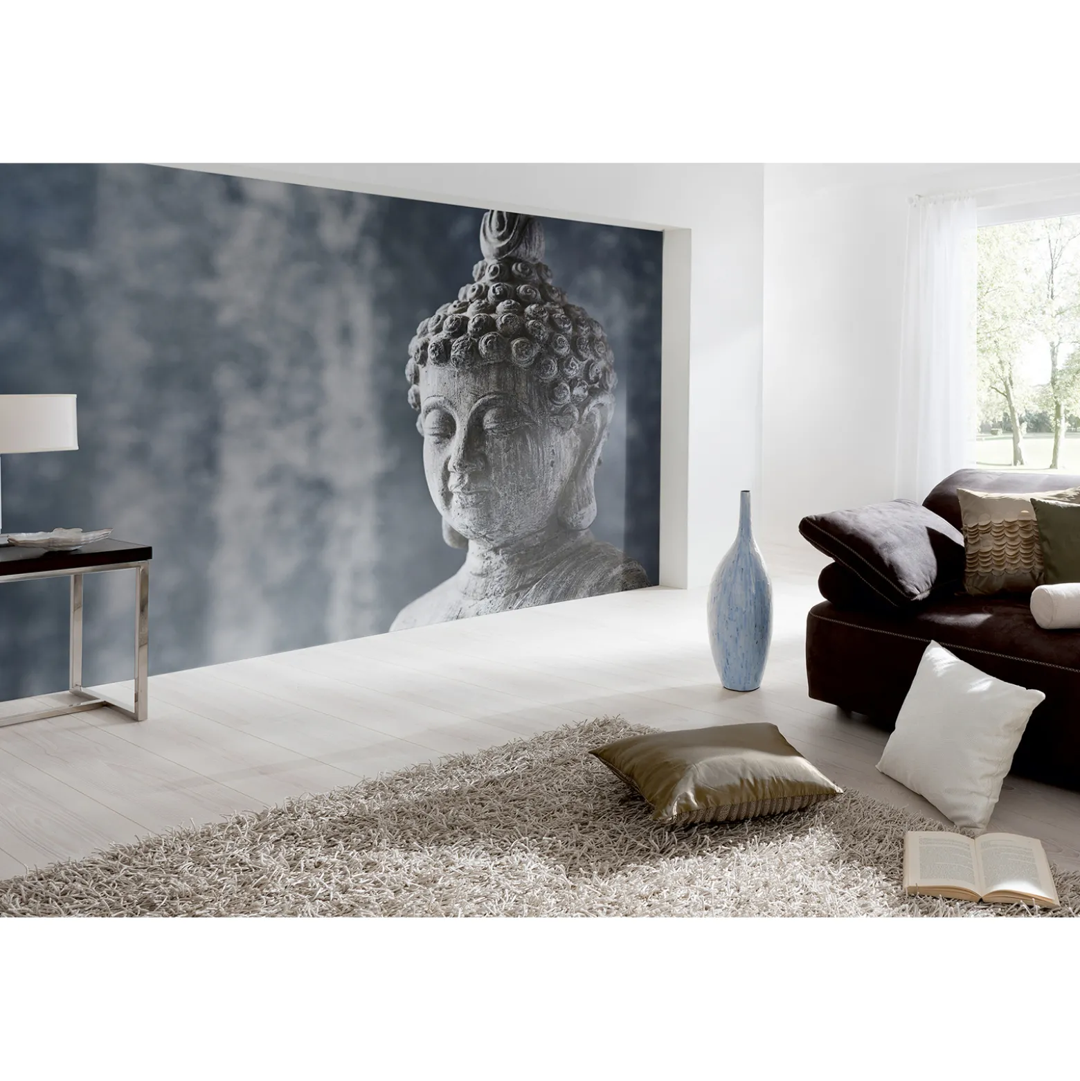 Fototapete Vlies Buddha Asia Skulptur blau grau