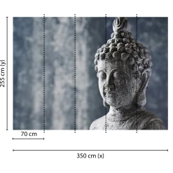 Fototapete Vlies Buddha Asia Skulptur blau grau