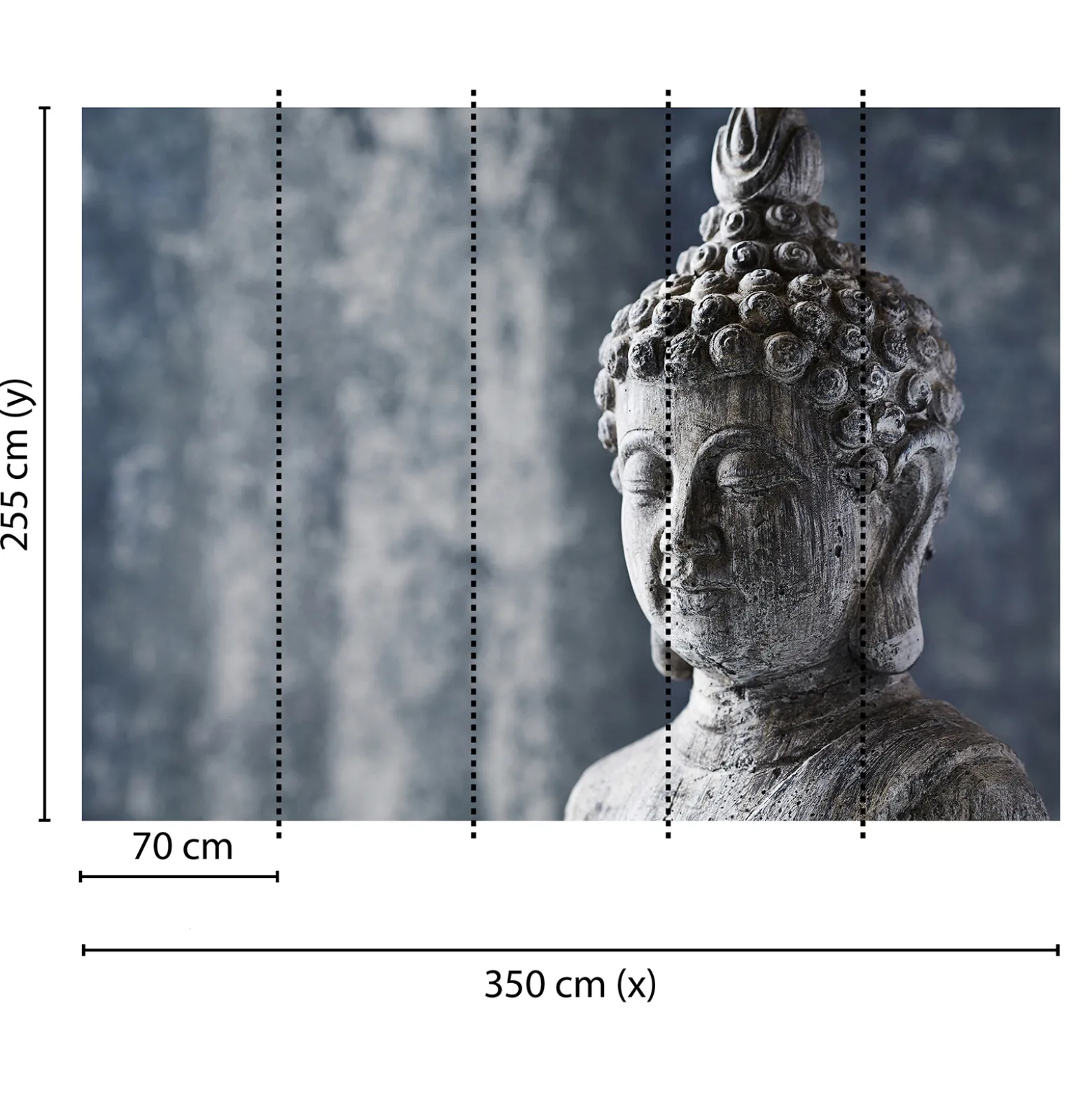Fototapete Vlies Buddha Asia Skulptur blau grau