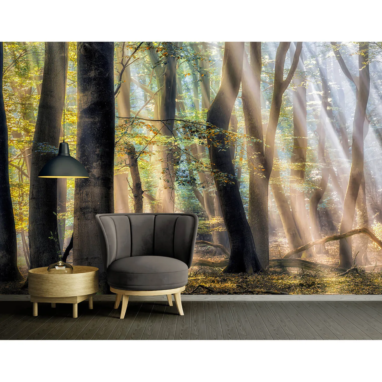 Fototapete Vlies Bäume Mystischer Wald braun