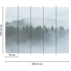 Fototapete Vlies Bäume Wald Nebel grau grün Designwalls