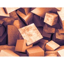 Fototapete Vlies 3D Beton Blöcke Steine kupfer