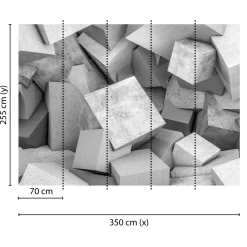 Fototapete Vlies 3D Beton Blöcke Steine grau