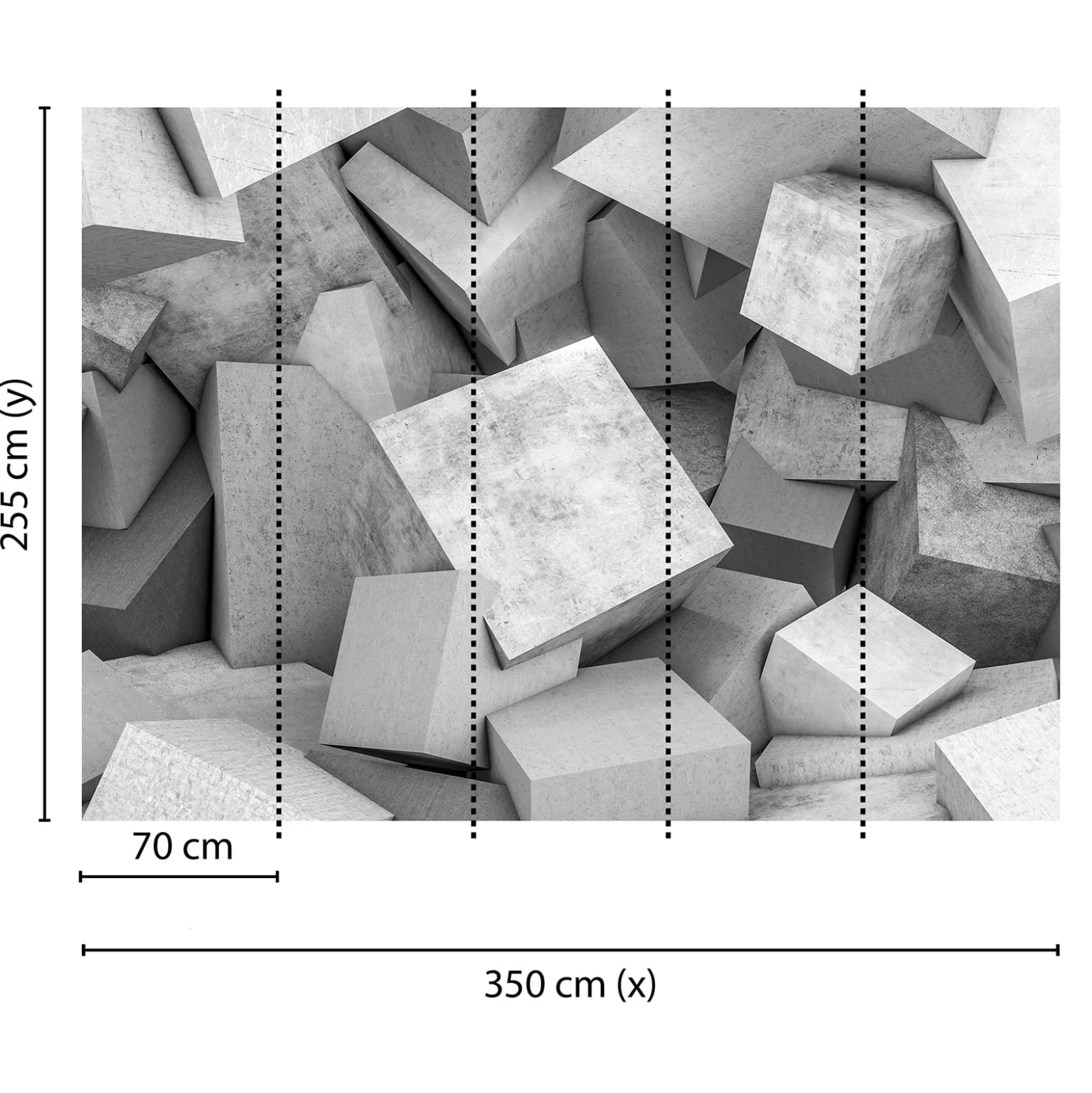 Fototapete Vlies 3D Beton Blöcke Steine grau