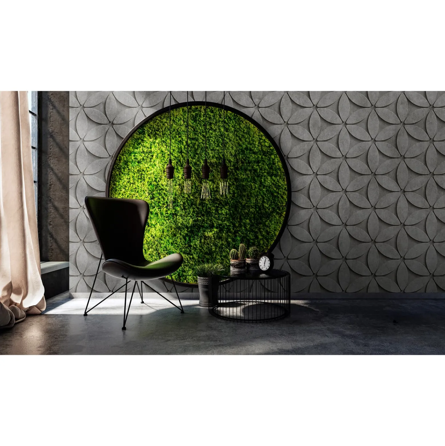 Fototapete Vlies 3D Beton Lebensblumen grau Premium