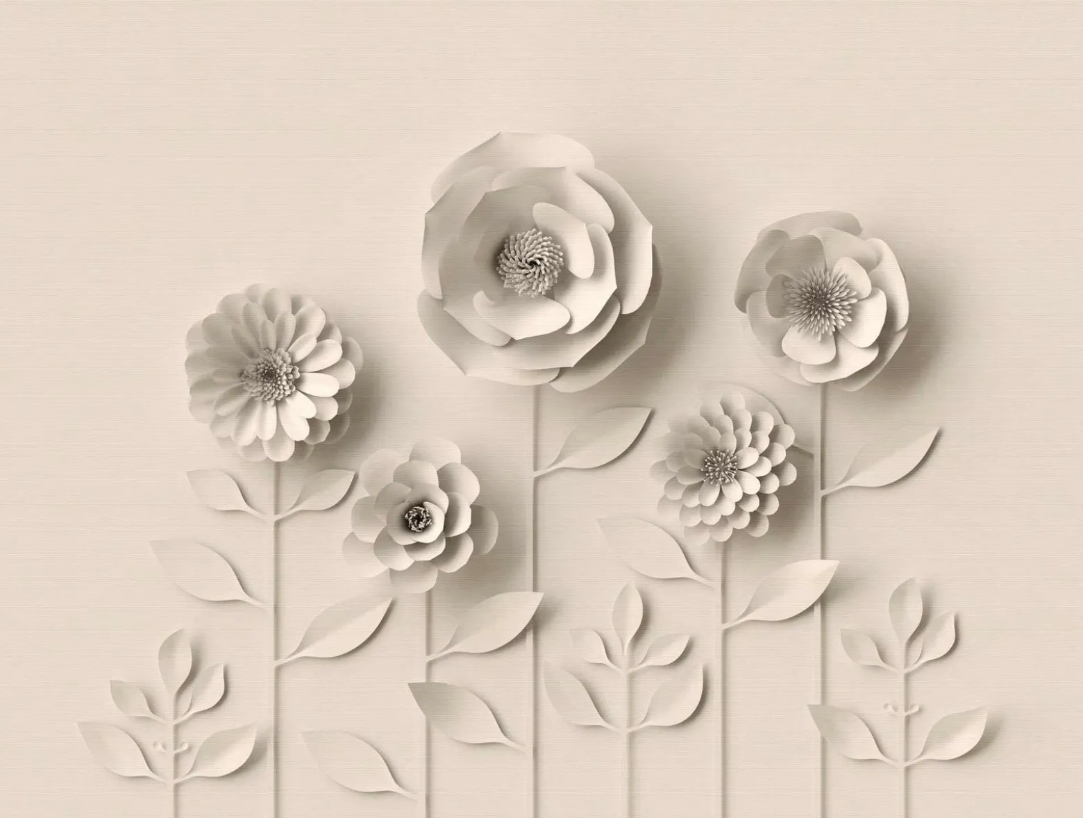 Fototapete Vlies 3D Blumen Floral grau 38293-1