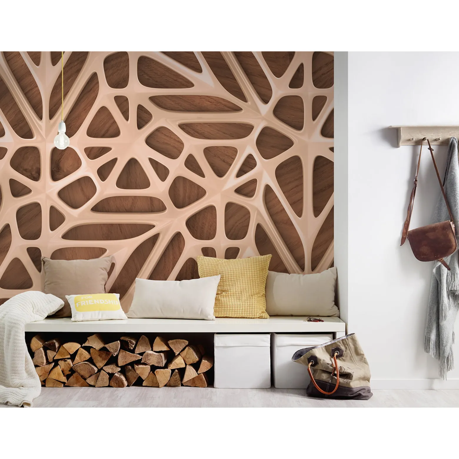 Fototapete Vlies 3D Design Holz beige braun Designwalls