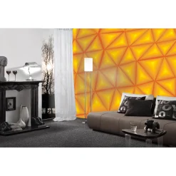 Fototapete Vlies 3D Dreiecke Grafik orange gelb