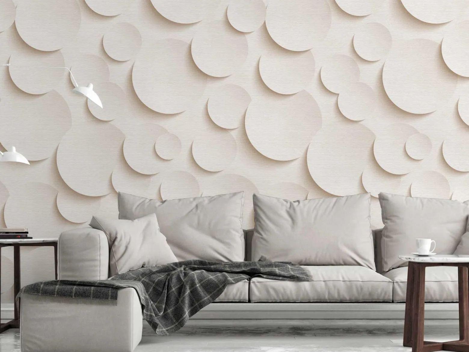 Fototapete Vlies 3D-Effekt Kreise beige 38283-1