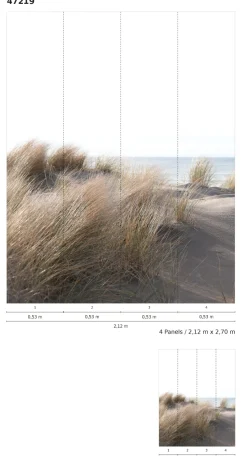 Fototapete Vlies Düne Gräser Meer braun grün blau 47219