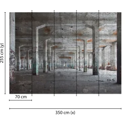 Fototapete Vlies 3D Pfosten Beton Industrial grau kupfer