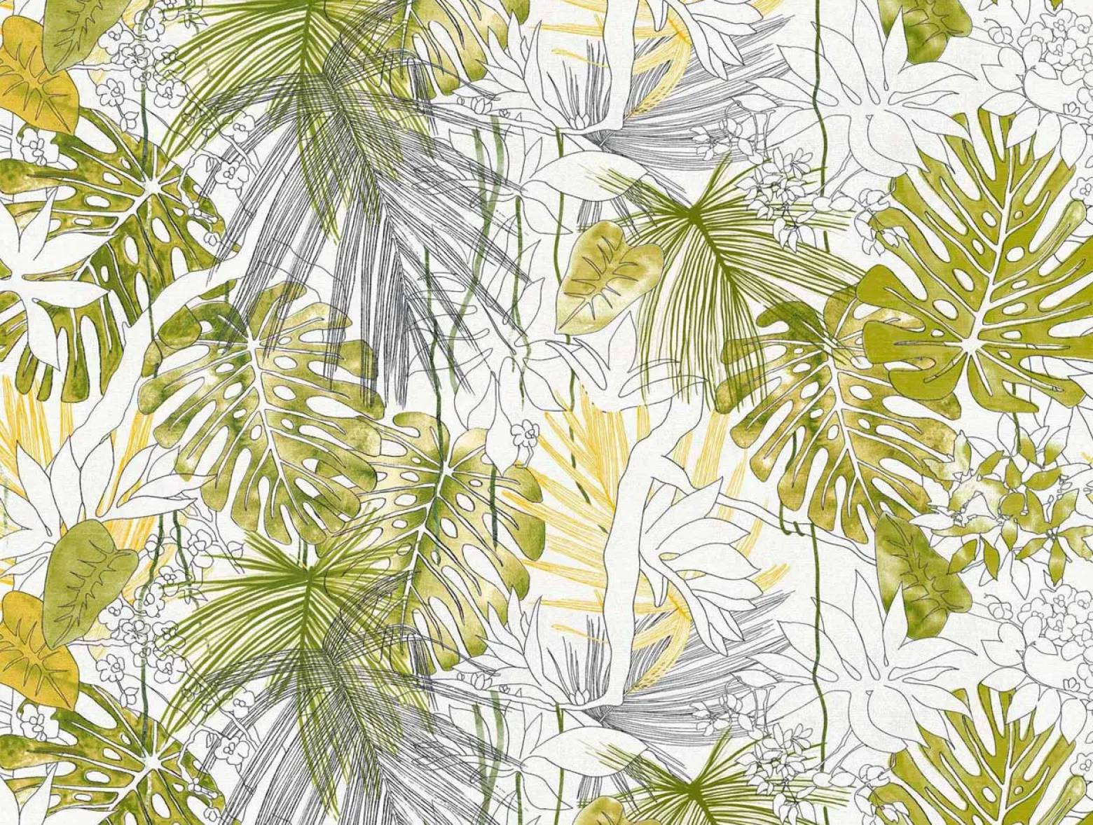 Fototapete Vlies Dschungel Blätter Floral weiß 38232-1