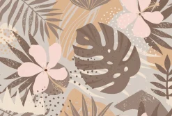 Fototapete Vlies Dschungel Pflanzen braun beige