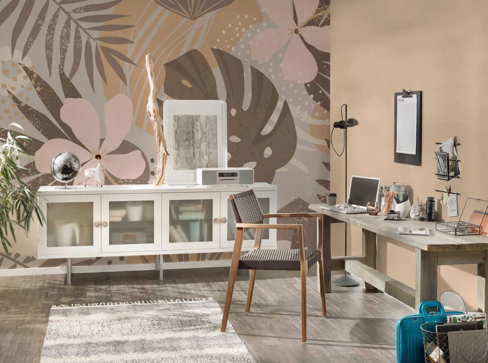 Fototapete Vlies Dschungel Pflanzen braun beige