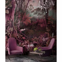 Fototapete Vlies Dschungel Pflanzen pink braun Premium