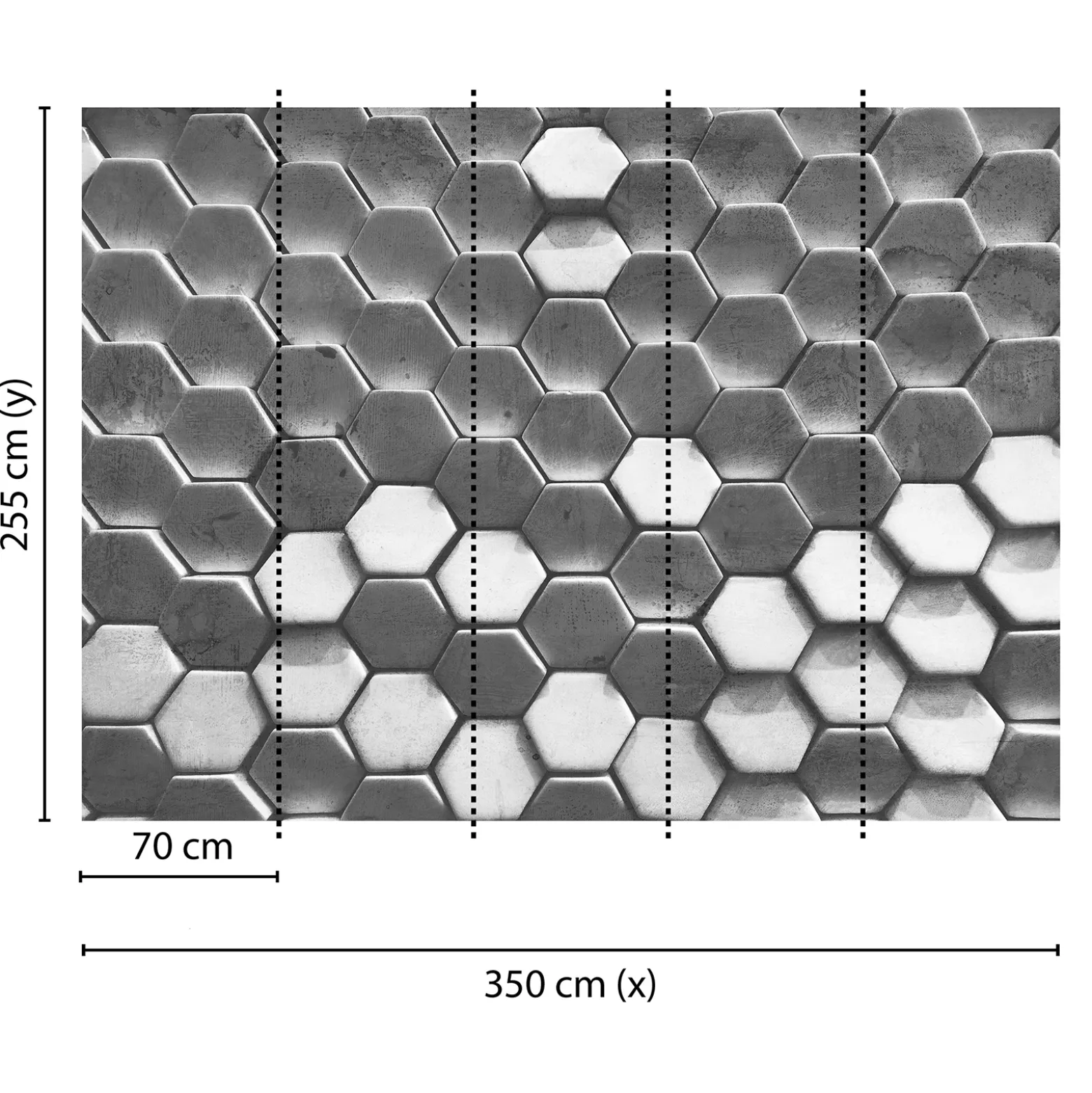 Fototapete Vlies 3D Sechseck Waben silber grau