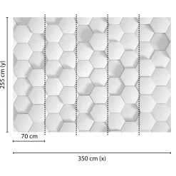 Fototapete Vlies 3D Sechseck Waben weiß silber