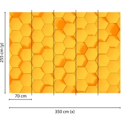 Fototapete Vlies 3D Sechseck Waben gelb Designwalls
