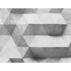 Fototapete Vlies 3D Steine Beton Dreiecke grau